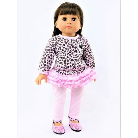 Leopard Heart Pants - Pink Leopard Print Ruffled Pant Set | Fits 18