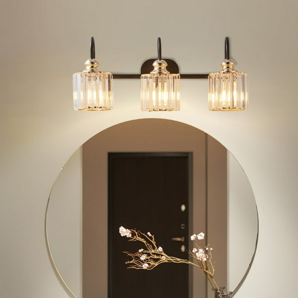 Bathroom Vanity Light Fixtures Crystal Vanity Light for Bathroom 3 Light Modern Vanity Lighting Fixtures (Exclude Bulb) ,Black