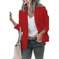 thumbnail image 1 of Women's Ladies Plain Open Front Lapel Blazer Long Sleeve Work Office Cardigan Jacket 26s, 1 of 4