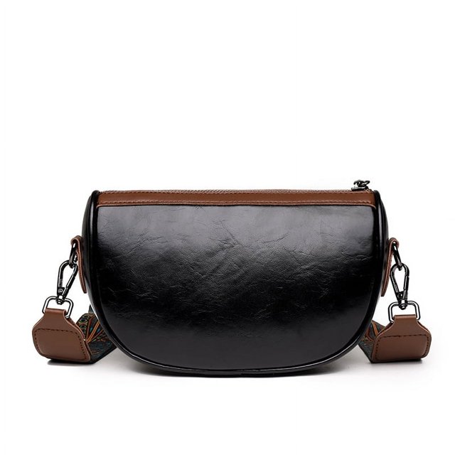 Bolso de hombro de PU para mujer bolsos de moda bolsos de mano Retro correa ajustable negro
