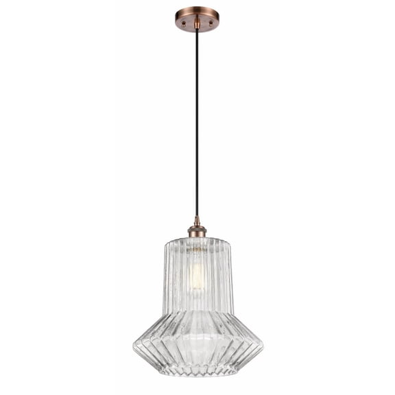 516-1P-AC-G212-LED-Innovations Lighting-Springwater-3.5W 1 LED Pendant in Art Nouveau Style-12 Inches Wide by 14 Inches High   Antique Copper Finish
