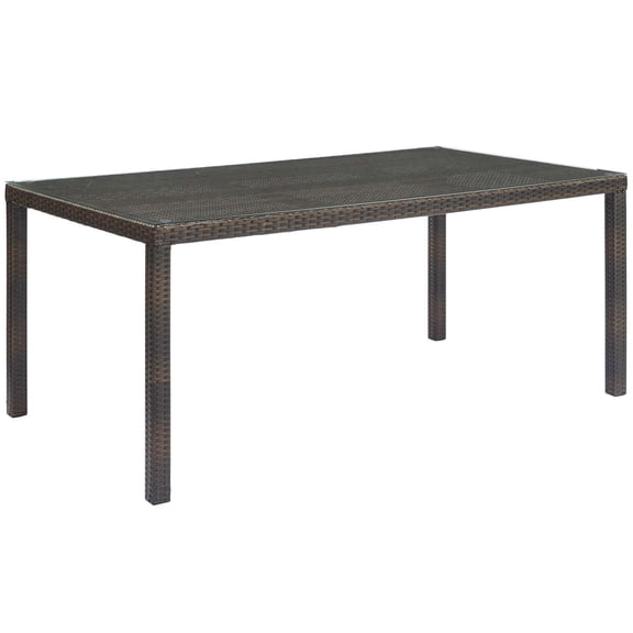 Modway Conduit 70" Outdoor Patio Wicker Rattan Dining Table, Multiple Colors