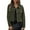 Army Green, variant on HOWPAY Womens Barn Jacket Cropped Button down Lapel Collar Long Sleeve Coats Vintage Solid Color Casual Outerwear with Pockets Fall Winter Clothes Army Green L