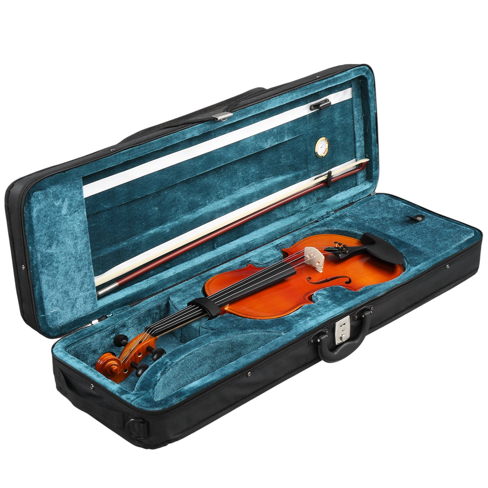 4/4 Acoustic Matte Tiger Stripe Violin Set Includes Phonetic Symbols Sticker, Tuner, String Set, Shoulder Rest, Rosin, Bow