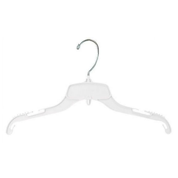 NAHANCO #14400 15" White Plastic Shirt Hangers with Molded Non-Slip Grippers