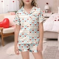 thumbnail image 2 of Gelikeya Pink Puff 2 Piece Outfits for Girls Bow Printed Pajama Set Silk Lapel Button Down Short Sets Cute Preppy Clothing Sets 2-13Y (Kids, 027-Beige, 8-9 Years), 2 of 5