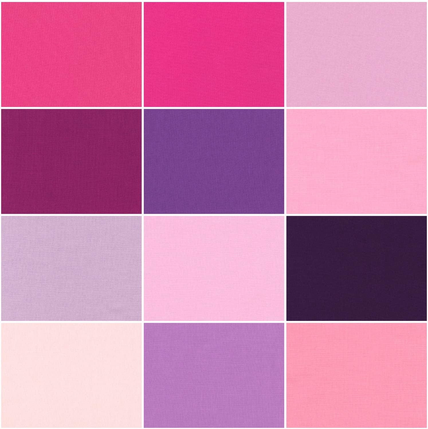 Robert Kaufman Kona Cotton Solids Wildberry Roll Up 2.5" Precut Cotton Fabric Quilting Strips Jelly Roll Assortment RU-778-40