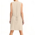 thumbnail image 2 of LIaqionyy Cotton Linen Dresses for Women Summer Casual Sleeveless Button down V Neck Dress Sundress with Pocket, 2 of 8