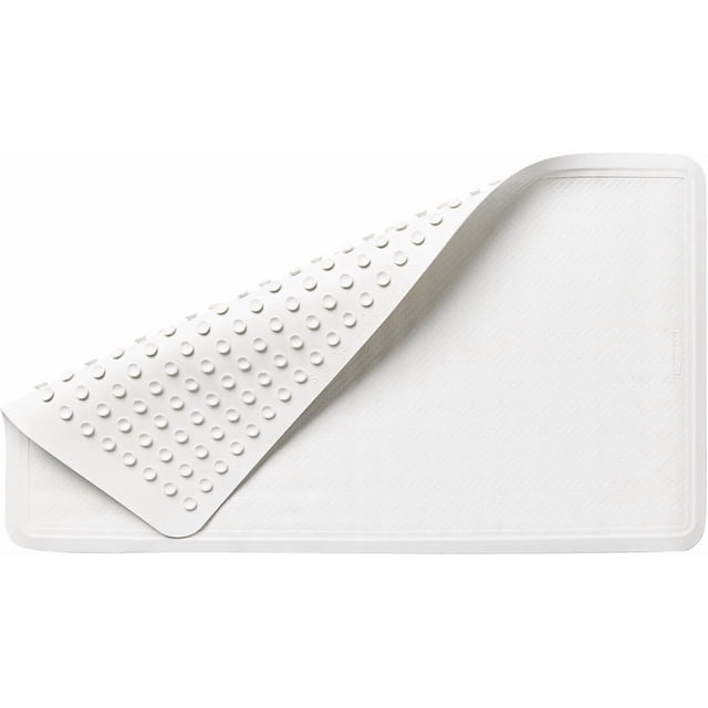 Alfombrilla de baño grande blanca con ventosa para uso comercial y residencial, ideal para casa, hotel, ducha o bañera.