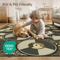 thumbnail image 4 of ODIKA 9'x12' Washable Area Rug Non-Shedding, Easy Care Music Disc Note Inspired Featuring Record Player Motifs Round for Master Suite, California King, Under Bed, 4 of 7