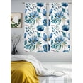 thumbnail image 3 of Blue Green Floral Sheer Curtains 72 inches Long, Vintage Watercolor Pastoral Flower Leaf Light Filtering Sheer Window Curtains Rod Pocket Voile Drapes for Bedroom Living Room, 2 Panels 52"W x 72"L, 3 of 7