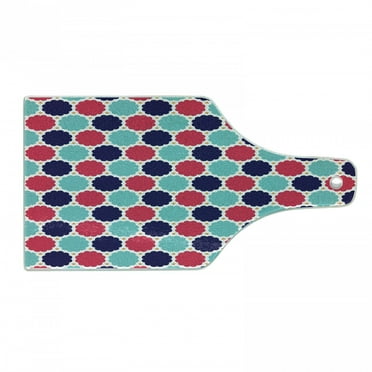 Abstract Cutting Board, Simplistic Floral Contemporary Style Mosaic Effects Spring Season Pattern, Decorative Tempered Glass Cutting and Serving Board, Wine Bottle Shape, Multicolor, by Ambesonne