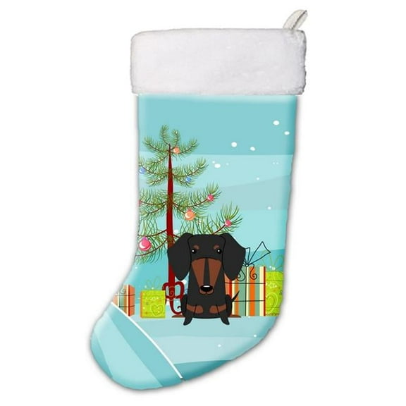 Merry Christmas Tree Dachshund Black & Tan Christmas Stocking