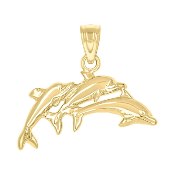 10kt Real Yellow Gold Womens Three Animal Charm Pendant