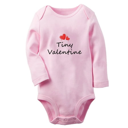 

iDzn® Tiny Valentine Funny Rompers Newborn Baby Unisex Bodysuits Infant Jumpsuits Toddler Kids Long Sleeve Oufits (Pink 0-6 Months)