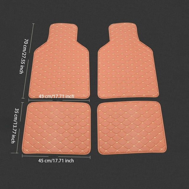 4 Pieces Car Floor Mats and Rear Automotive Interior Liner Foot Pad Decorative Carpet Front Rear Decoration Washable Reusable Mat Wine Red