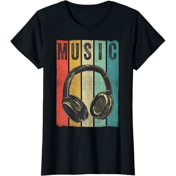 Electronic Music Lover DJ Gift Vintage Retro Headphones T-Shirt