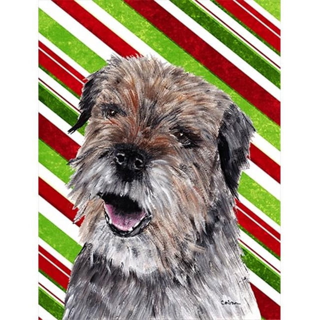 Carolines Treasures SC9613CHF Border Terrier Candy Cane Christmas Flag Canvas House Size