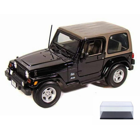 Diecast Car & Display Case Package - Jeep Wrangler Sahara, Black - Maisto 31662 - 1/18 Scale Diecast Model Toy Car w/Display Case