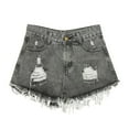 thumbnail image 2 of Womens Jeans Ripped High Waisted Denim Shorts Stretchy Shorts Daily Loose Trendy Delicate Durable Grey Pants Sizes M, 2 of 4
