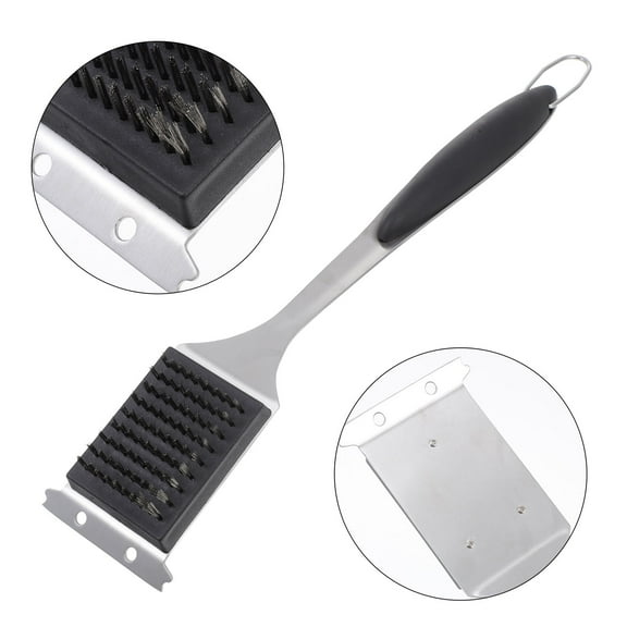 WHAMVOX  Practical BBQ Cleaning Brush Cleaner Steel Grill Scraper Silver