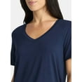thumbnail image 4 of Time and Tru Women's V-Neck Tunic Tee with Short Sleeves, Sizes XS-XXXL, 4 of 5