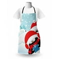 thumbnail image 3 of Christmas Apron, Whimsical Penguins with Warming Clothes Holding a Gift on Igloo Scene, Unisex Kitchen Bib with Adjustable Neck for Cooking Gardening, Adult Size, Pale Blue Vermilion, by Ambesonne, 3 of 4