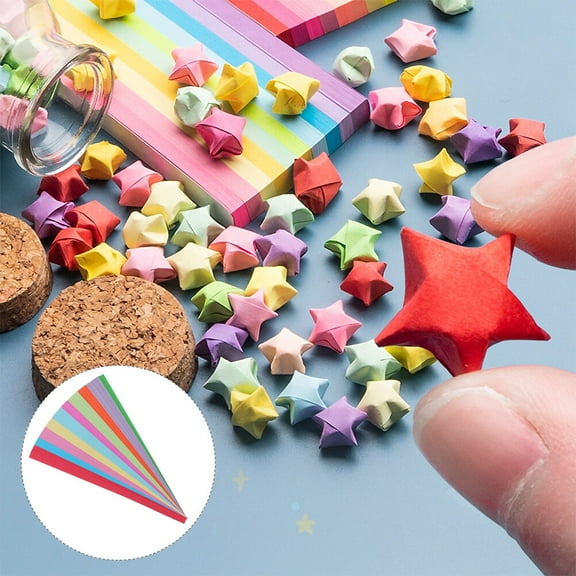 DEEPCRAFF 1500Pcs Star Paper Strips Rainbow Color Diy Craft For Family Time Finger Dexterity