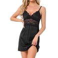 thumbnail image 1 of INSPIRE CHIC Camisón de Lencería para Mujeres con Encaje, Vestido de Noche, Ropa de Dormir, S Negro, 1 of 6