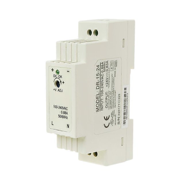 Fuente de alimentación conmutada industrial para carril DIN DR-15W (5 V, 12 V y 15 V)