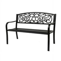 50" Outdoor Welcome Backrest Cast Iron Bench