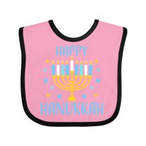 Inktastic Happy Hanukkah with Menorah and Stars Boys or Girls Baby Bib