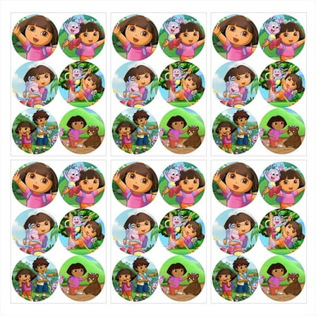 Dora the Explorer Stickers Party Favors Labels Birthday Thank You Themed Round Circle Baby Shower 60pcs