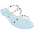 thumbnail image 5 of Wild Diva Joanie-211 3 Women's Strappy Caged Gold Pointed Studs Slip-on Jelly PVC Sandals CLEAR 6, 5 of 5