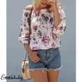 thumbnail image 3 of Gzhioc Women Blouse Off-the-Shoulder Elegant Floral Print Shirt Long Sleeve Loose Ladies Clothing,S/M/L/XL, 3 of 5