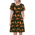 thumbnail image 1 of Easygdp Cute Little Foxes para Vestido Transpirable de Mujer, Vestido Suelto de Manga Corta con Pliegues y Bolsillos para el Verano, 1 of 6