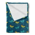 thumbnail image 2 of Yellow Bird Soft Flannel Fleece Throw Blanket, Funny Abstract Chickens Pattern, Cozy Plush for Indoor and Outdoor Use, 70" x 90", Sea Blue Multicolor, by Ambesonne, 2 of 5