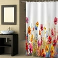 thumbnail image 2 of Fabric Shower Curtain, Red Pink and Yellow Poppy Oil Painting Floral Shower Curtains with 12 Hooks Waterproof Machine Washable Bath Curtains for Bathroom,54 x 78in, 2 of 6