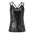 thumbnail image 5 of Summer Xqxayjr Teen Girls Plus Size V Neck Strappy Spaghetti Strap Sleeveless Sequin Tank Tops Under $5 Cute Beach Glitter Sparkle Party Cami Tshirts Loose Fitting T Shirts, 5 of 8
