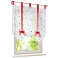 thumbnail image 1 of Store Romain avec Ruban Brodé Rideaux Romains Voile transparent à Boucles Rideau (LxH 140x140 cm, Rouge), 1 of 3