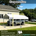 thumbnail image 2 of 10x20 FT Heavy Duty Galvanized Steel Carport – Vertical Roof, All-Weather Outdoor Garage Shelter for 1 Cars, RV, Boat, Tractor & Dual Vehicle Storage, 2 of 5