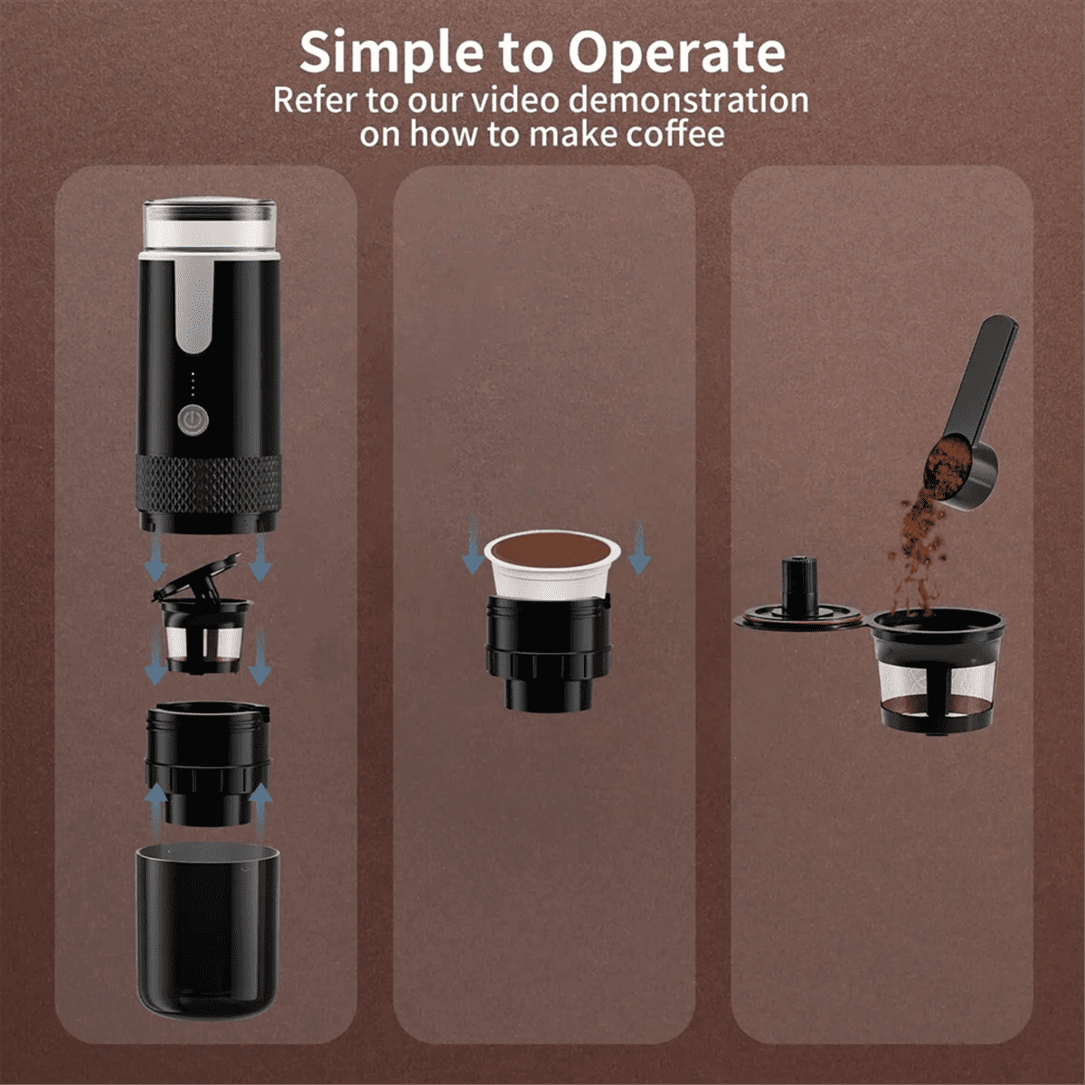 Coffee Maker Electric Capsule Ground Coffee Brewer Portable Coffee Machine Fit Coffee Powder and Coffee Capsule