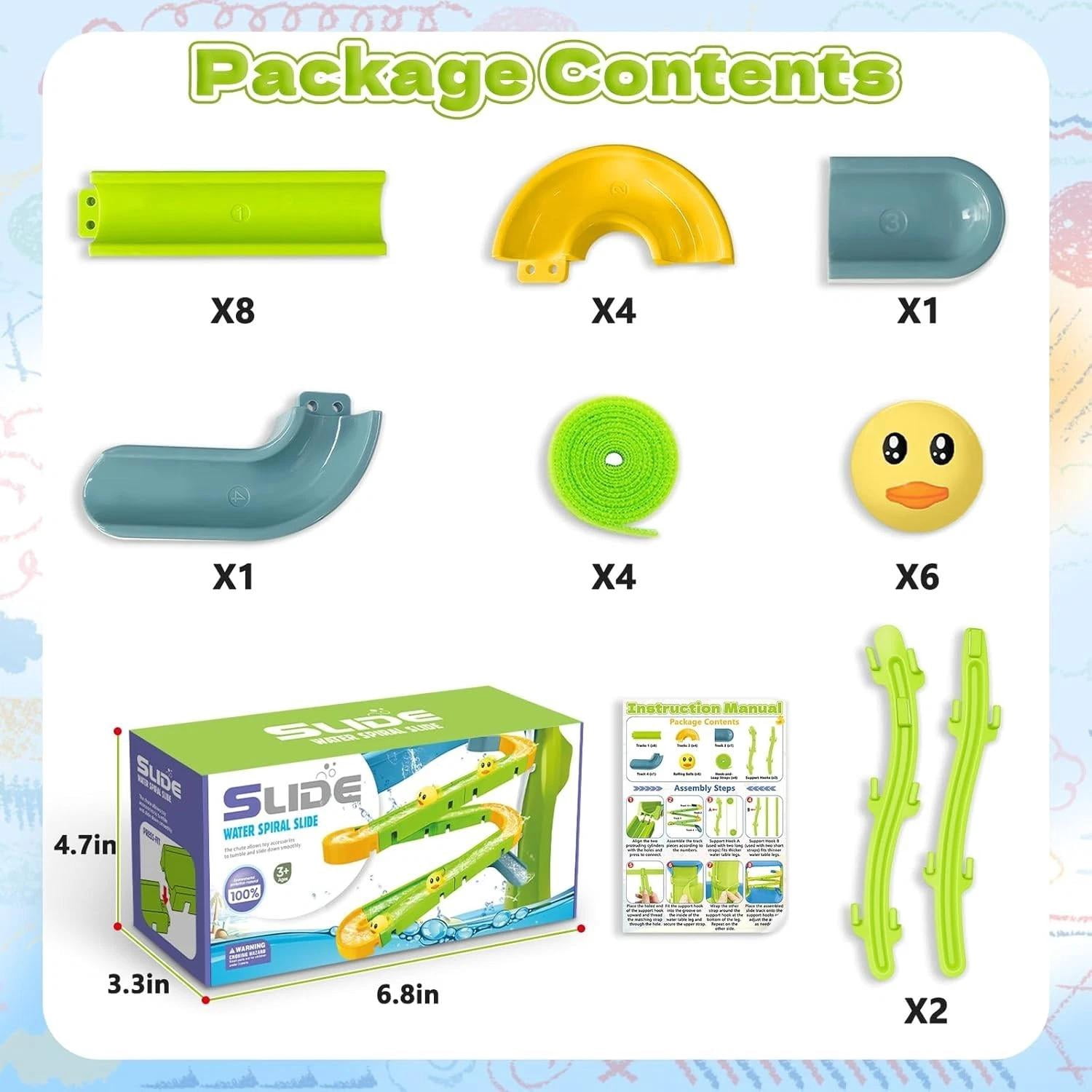 Water Slide Toys for Step2 Rain Showers Water Table Accessories, Quick-Instal...