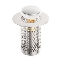 Uxcell Bathroom Sink Drain Strainer, Sink Stopper Hair Catcher with Removable 304 Stainless Steel Filter Basket 2" x 2" Fit 1.3"-1.8" Hole for Bathroom Sink Stopper Replacement