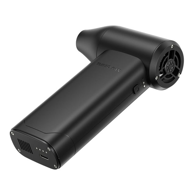 yeacher 130,000 RPM Turbo Jet Handheld Fan - 3-Speed Adjustable, 52m/s Wind Speed, Rechargeable 3000mAh Battery, Portable Multi-Purpose Cleaning Tool for Home, Car, and Office (Black)
