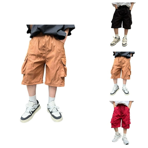 Boys' Shorts Boys Casual Shorts Boys Pants For Daily Wear Loose Fit Versatile Utility Style Ideal For Ages 4 14 Years Durable And Comfortable Machine And Hand Washable