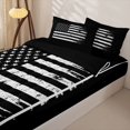 thumbnail image 3 of Manfei Retro Usa Flag Zipper Full Size Comforter Sets with Fitted Sheet and 2 Pillowcases,Classic Patriotic Theme Zipper Bedding Set,Black White,Black Reversible,4pcs, 3 of 8