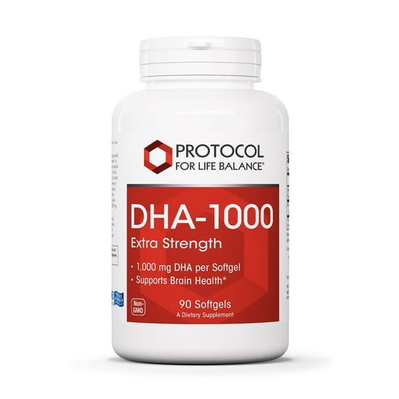 Protocol For Life Balance - DHA 1000 mg Extra Strength - Supports Brain Health, Cognitive Function, Nervous System, Retina and Eye Strength - 90 Softgels