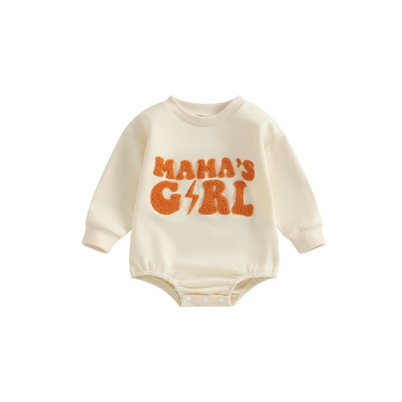 Bagilaanoe Baby Girl Oversized Romper Sweatshirt Newborn Long Sleeve Bodysuits Letter Embroidery Pullover 3M 6M 12M 18M Infant Casual Tee Tops