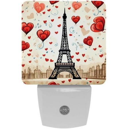 

Valentine s Day LED Square Night Light - Compact and Energy Efficient Illumination for Bedrooms and Bathrooms - Plug-in Wall Lamp with Auto Sensor